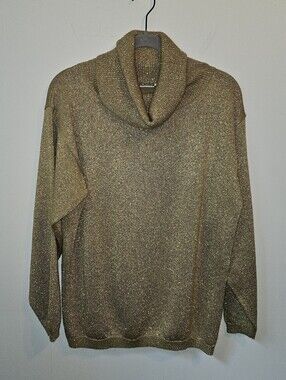 Rafaella Lambswool Sparkling Gold Cowl Neck Sweater Large